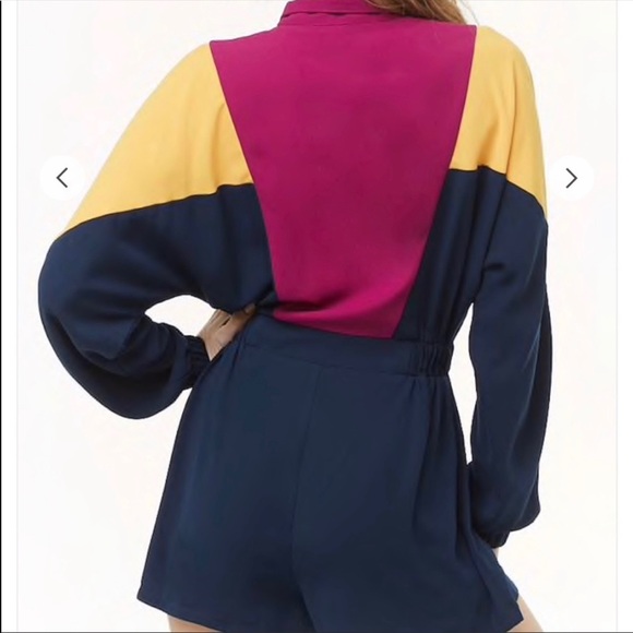 Zippered Colorblock Romper - Picture 3 of 4